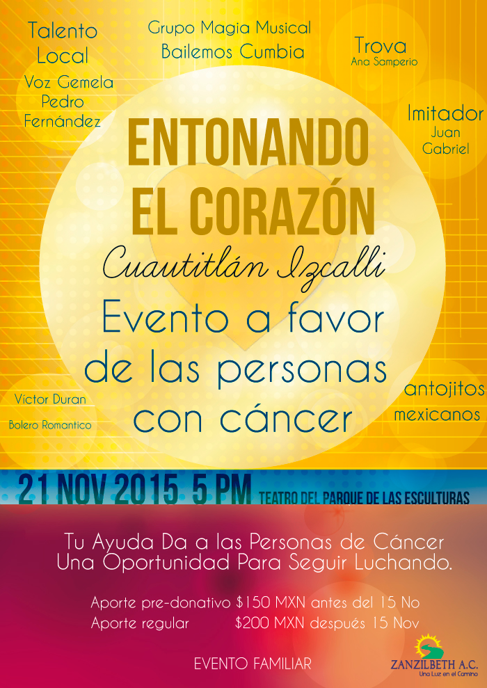 Zanzilbeth invita Entonando-el-corazon-Evento Musical a favor de personas cáncer en Cuautitlán Izcalli
